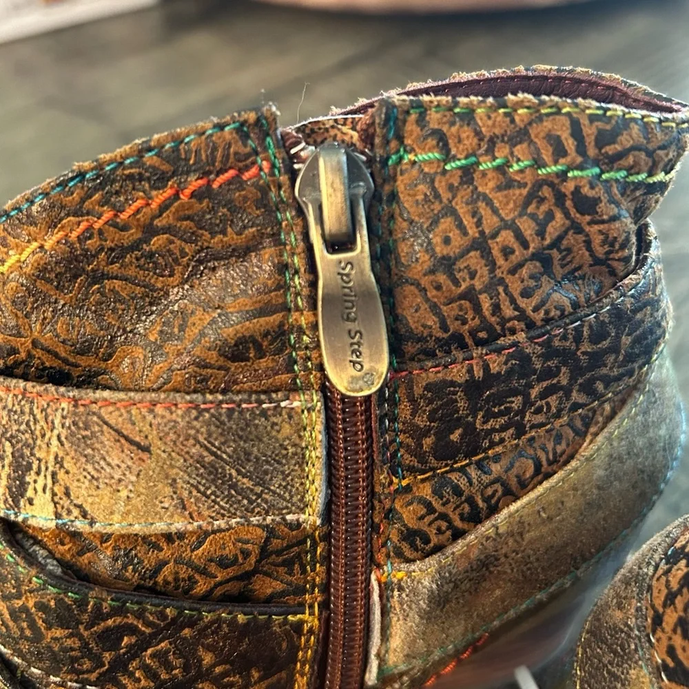 L’Artiste Hand Painted Leather Ankle Boots Size 6.5 - Picture 6 of 11